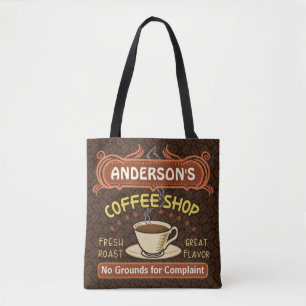 Tote Bag Café Café Café Café Fèves   Nom personnalisé