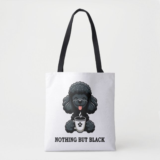Tote Bag Café de caniche noir rien que noir (Devant)