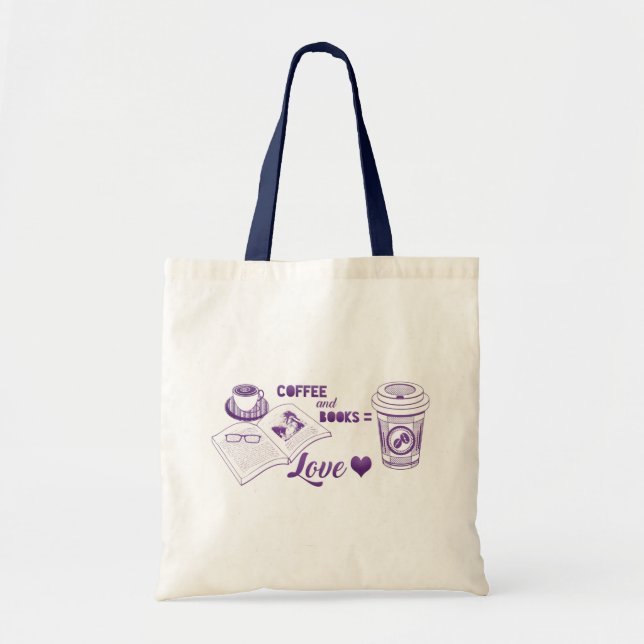 Tote Bag Café et livres Aimer la lecture mignonne (Devant)