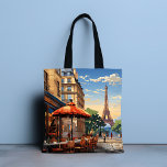 Tote Bag Café français coloré Eifel Tower Paris France<br><div class="desc">Coloré,  le Café Eifel Tower Paris France Sac fourre-tout dispose d'un café français coloré et d'une architecture avec la tour Eifel en arrière - plan. Créé par Evco Studio www.zazzle.com/store/evcostudio</div>