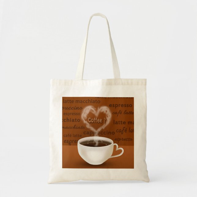 Tote Bag Café ? Fumée en forme de coeur (Devant)