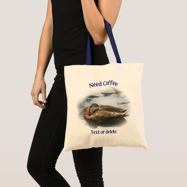 Tote Bag Café Humour Cute Sleepy Canard Personnalisé (Devant (produit))