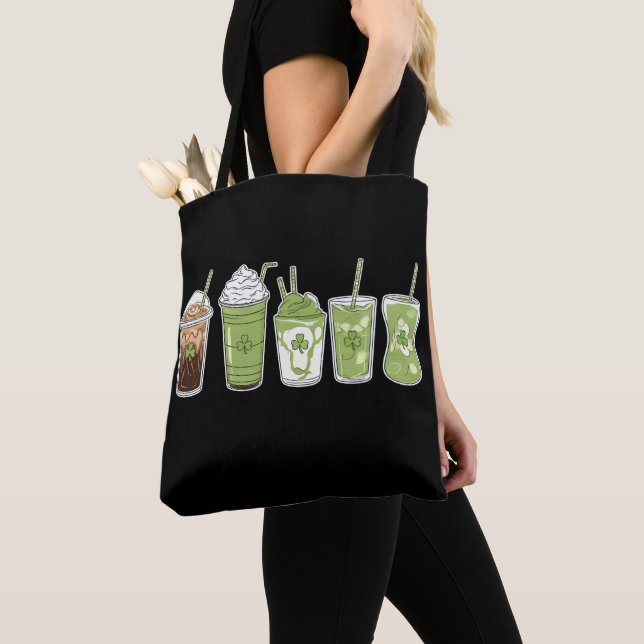 Tote Bag Café Latte Vert Mignon Irlandais St Patrick's Day (De près)