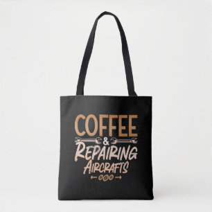 Tote Bag Café Mécanique D'Aéronefs Et Réparation D'Aéronefs