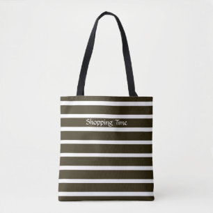 Tote Bag Café Mocha Neutral Stripes