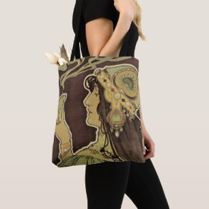 Tote Bag Café Rajah Art Nouveau vintage, femme avec du café