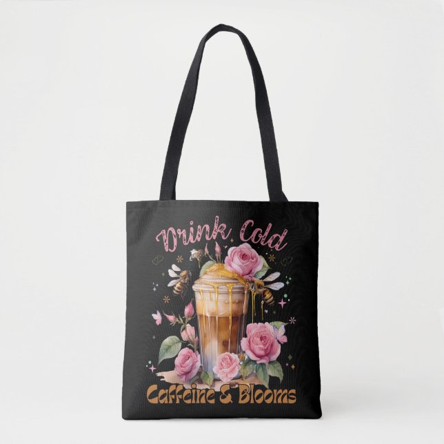 Tote Bag Caféine et fleurs : Café glacé délicieux (Devant)