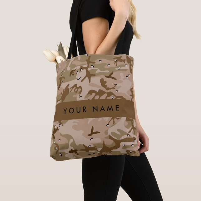 Tote Bag Cailloux de camouflage du désert, Votre nom, Perso (De près)