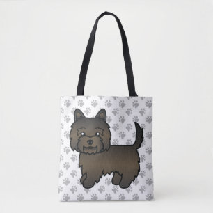 Tote Bag Cairn Terrier Bringé Foncé Chien de Dessin Animé M