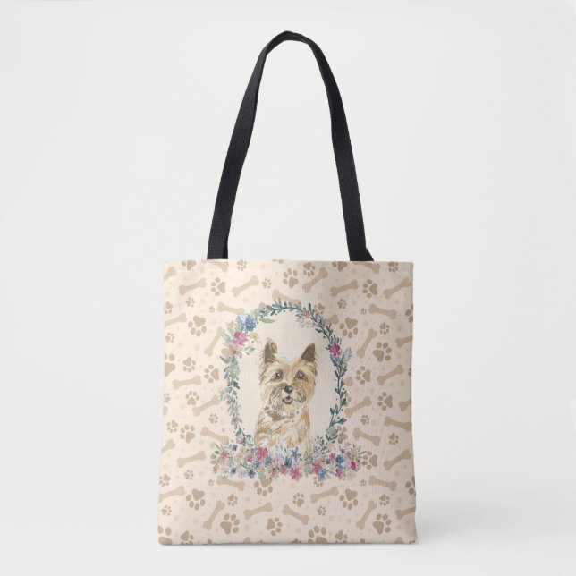 Tote Bag Cairn Terrier Chien Empreinte de patte & Chien Bon (Devant)