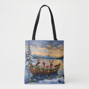 Tote Bag Cairn Terrier Noël Bateau Fêtes