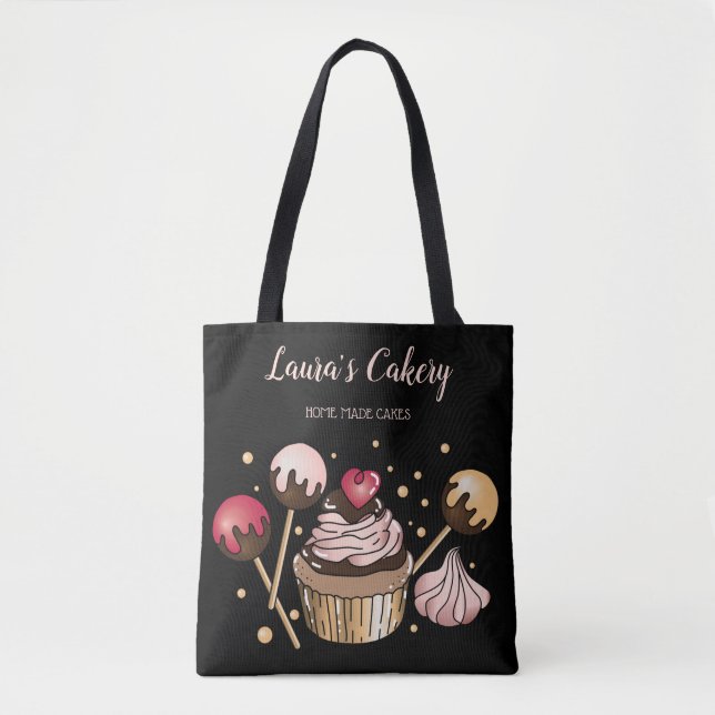 Tote Bag Cakes & Sweets Cupcake Accueil Boulangerie Laisser (Devant)