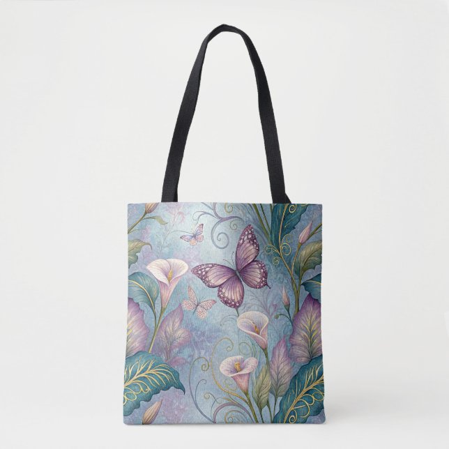 Tote Bag Calas et papillons printaniers (Devant)