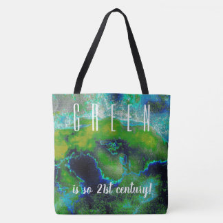 Tote Bag Calcaire Abstrait en vert citron et bleu