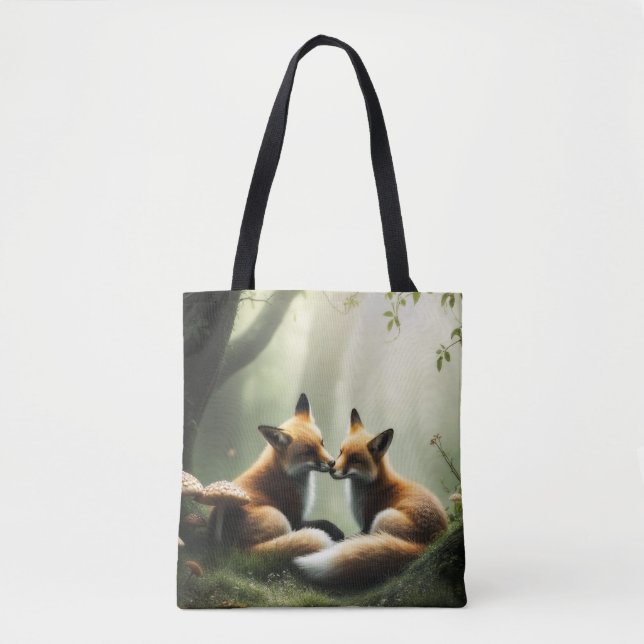 Tote Bag Cale rouge Fox dans la forêt de Misty (Devant)