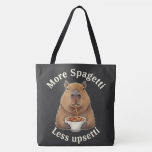 Tote Bag Calembour de capybara drôle avec des spaghetti - P