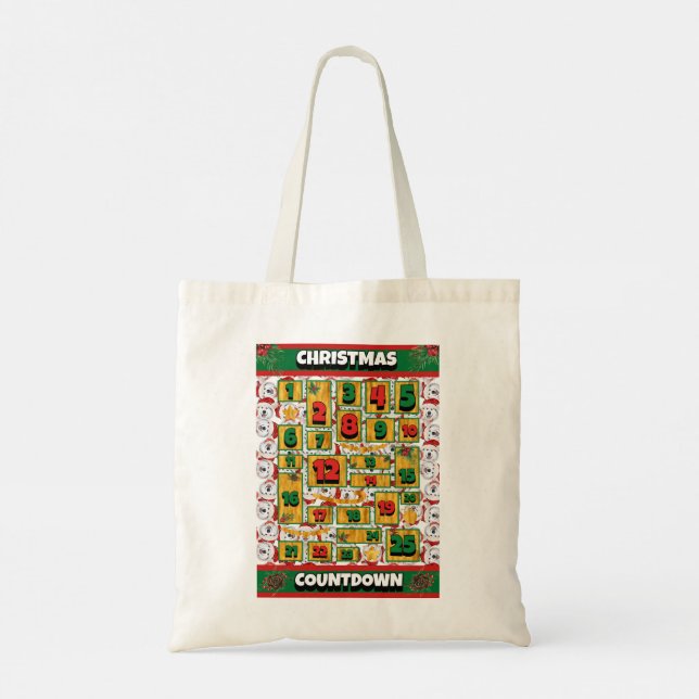 Tote Bag Calendrier de l'Avent de Noël Alaskan Dog Countdow (Dos)