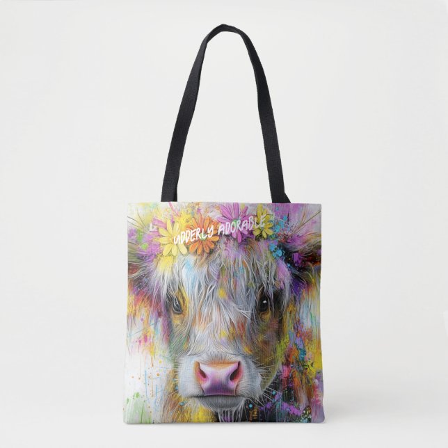 Tote Bag Calf Highland Boule De Fleurs Lumineuses (Devant)