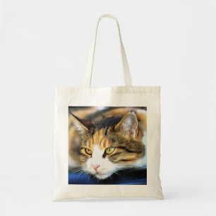Tote Bag Calico Jaune Chat réaliste Portrait pour animal