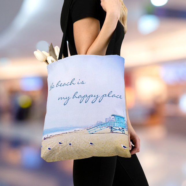 Tote Bag California Beach is My Happy Place Citation Script (Créateur téléchargé)