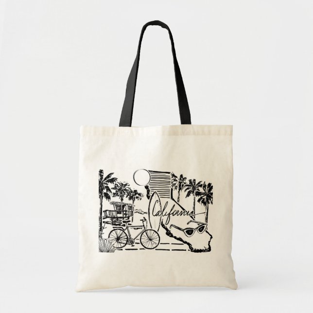 Tote Bag California Beach Sketch (Devant)