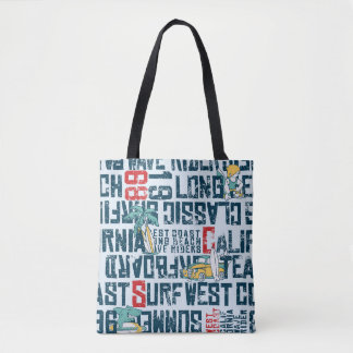 Tote Bag California Surfing Team : Grunge Seamless Motif.
