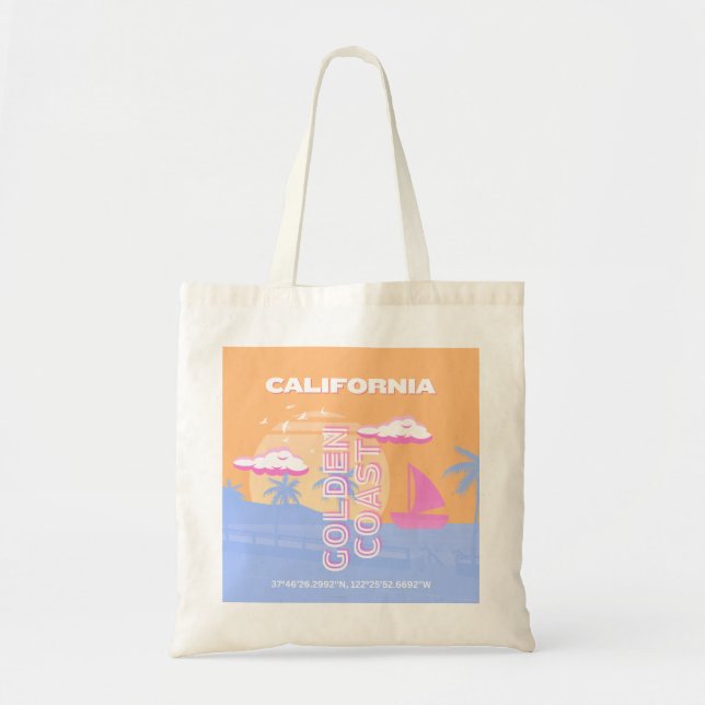 Tote Bag Californie, Plage, Art de voyage (Devant)