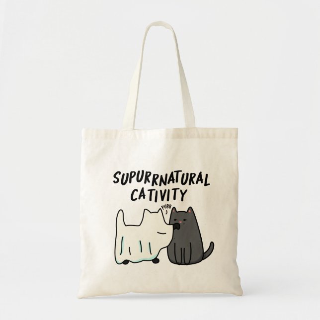 Tote Bag Calin Surnaturel Activité Drôle de Chat Pun (Devant)