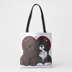 Tote Bag Câlins aux chiots de Terre-Neuve