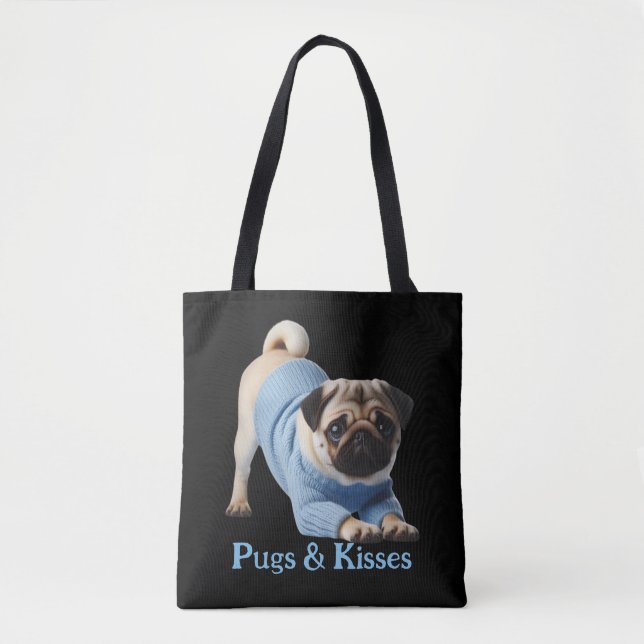 Tote Bag Câlins de Pug : un design adorable sur le thème de (Devant)