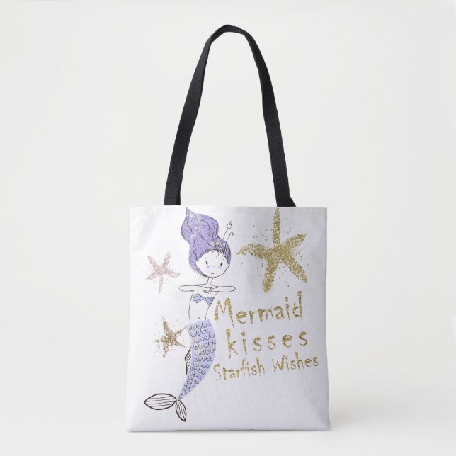 Tote Bag Câlins d'étoile de mer Vœux de sirène Paillettes d (Devant)