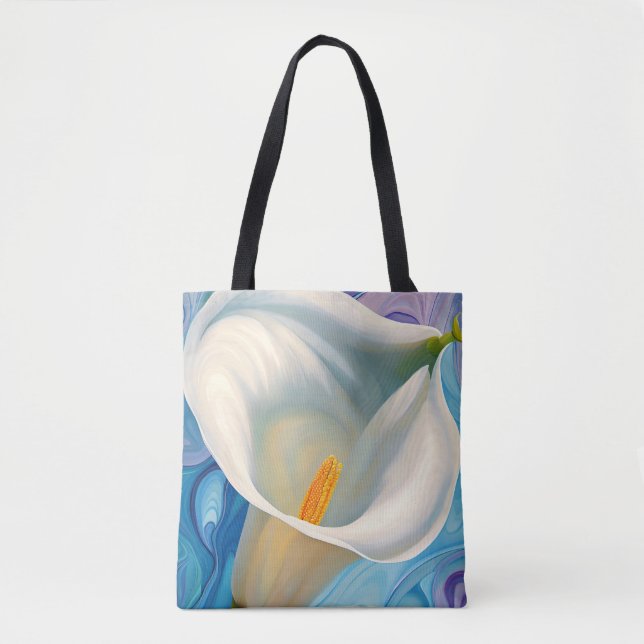 Tote Bag Calla Lily blanche dans le style Georgia O'Keeffe (Devant)