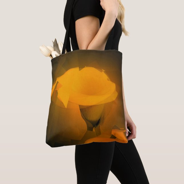 Tote Bag Calla Lily Effet Cubiste jaune chaud (De près)