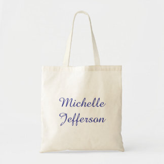 Tote Bag Calligraphie Bleue & Blanc Élégant Chic Moderne