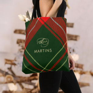 Tote Bag Calligraphie classique Personnalisé Noël Plaid