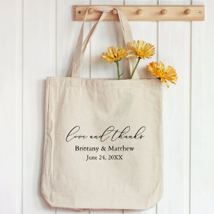 Tote Bag Calligraphie de mariage minimaliste moderne Merci 