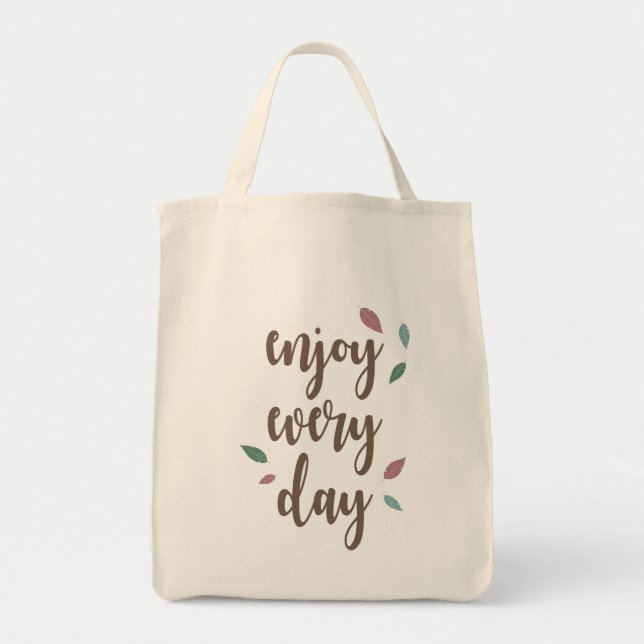 Tote Bag Calligraphie de plume, profitez de chaque jour, sa (Devant)