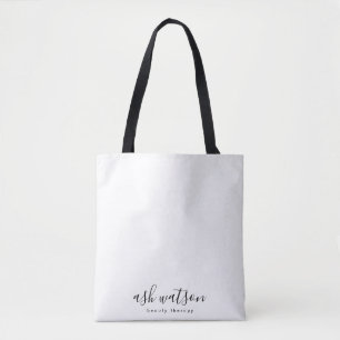 Tote Bag Calligraphie manuscrite simple et moderne blanc cl