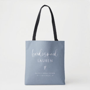 Tote Bag Calligraphie Moderne Bohème Bleu Poussiéreux Demoi