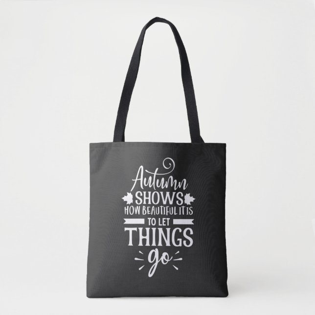 Tote Bag Calligraphie moderne Citation d'automne (Devant)