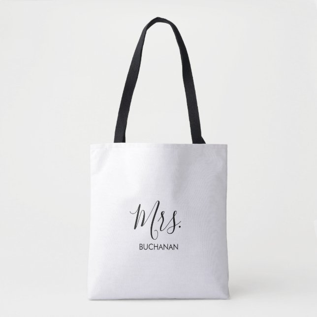 Tote Bag Calligraphie noir blanc Fête des mariées minimalis (Devant)