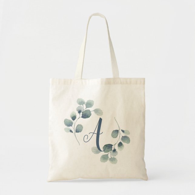 Tote Bag Calligraphie personnalisée de Fourre-tout Eucalypt (Devant)