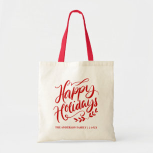 Tote Bag Calligraphie rouge personnalisée bonnes fêtes