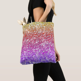 Tote Bag Calques en mosaïque orange rugueux au lilas et éti