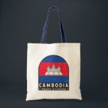 Tote Bag Cambodge - Emblème Distorsion Vintage<br><div class="desc">emblème en détresse du Cambodge arborant le drapeau et les armoiries.</div>