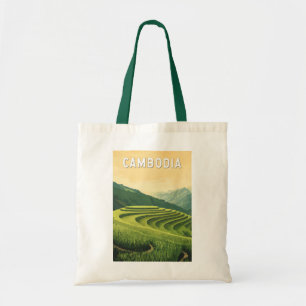 Tote Bag Cambodge Illustration Voyage Art Vintage