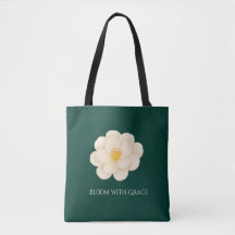Camélia blanc élégant - Fleur botanique vert profo