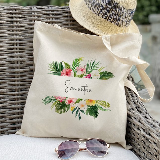 Tote Bag Camelote florale de Plam tropical Personnalisé (Créateur téléchargé)