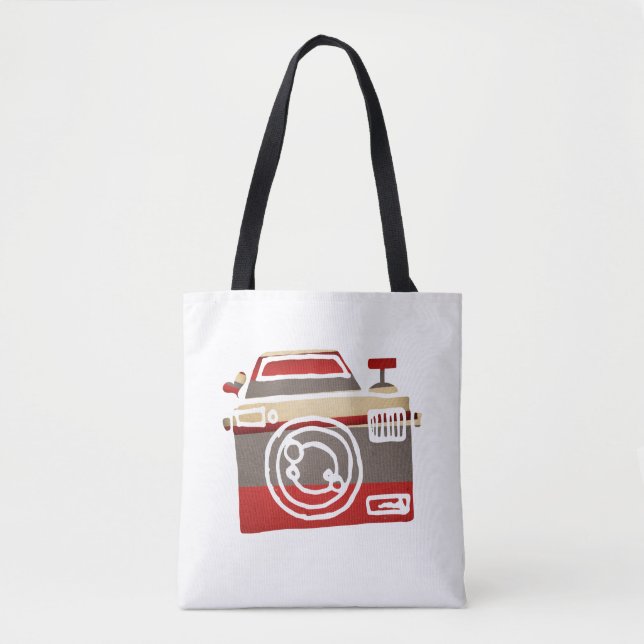 Tote Bag Caméra rouge mignonne Love Heart Photographie (Devant)