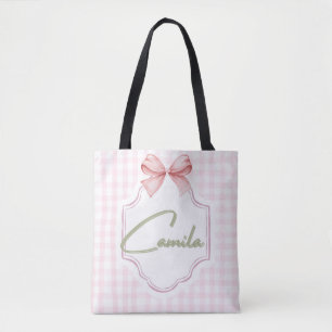 Tote Bag Camila Baby Girl Nursery Bow&En vichy personnalisé